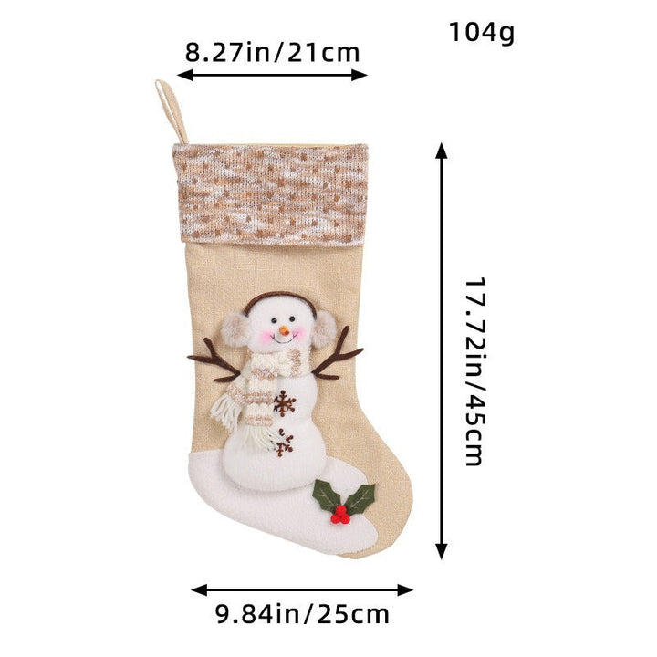 Large Christmas Stocking Snowman Gift Holder Decor