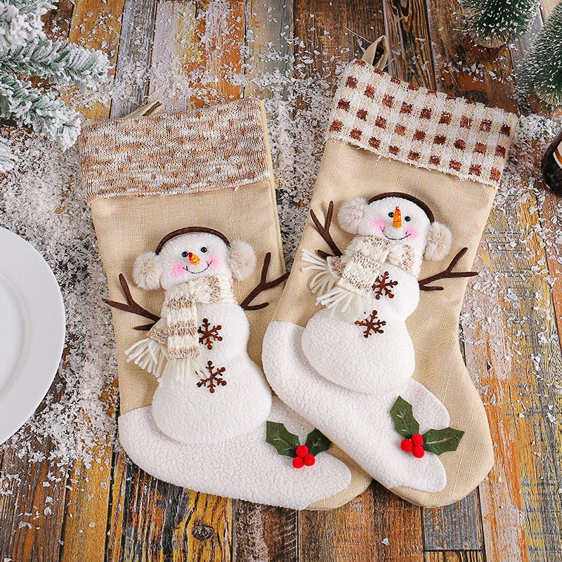 Large Christmas Stocking Snowman Gift Holder Decor
