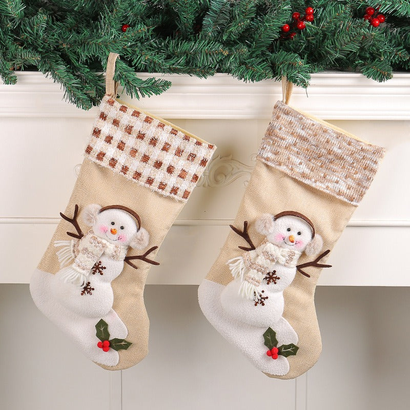 Large Christmas Stocking Snowman Gift Holder Decor