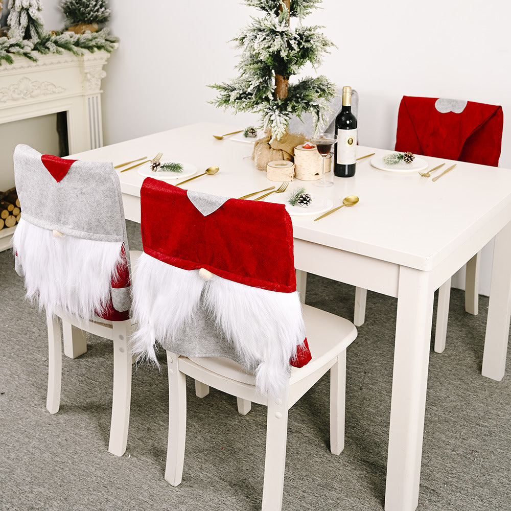 Christmas Chair Covers - Festive Gnome Table Decor