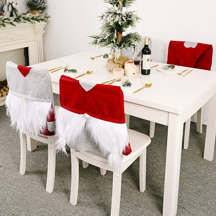 Christmas Chair Covers - Festive Gnome Table Decor