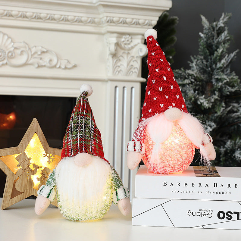 Christmas Gnome Decorations With Warm Tabletop Glow