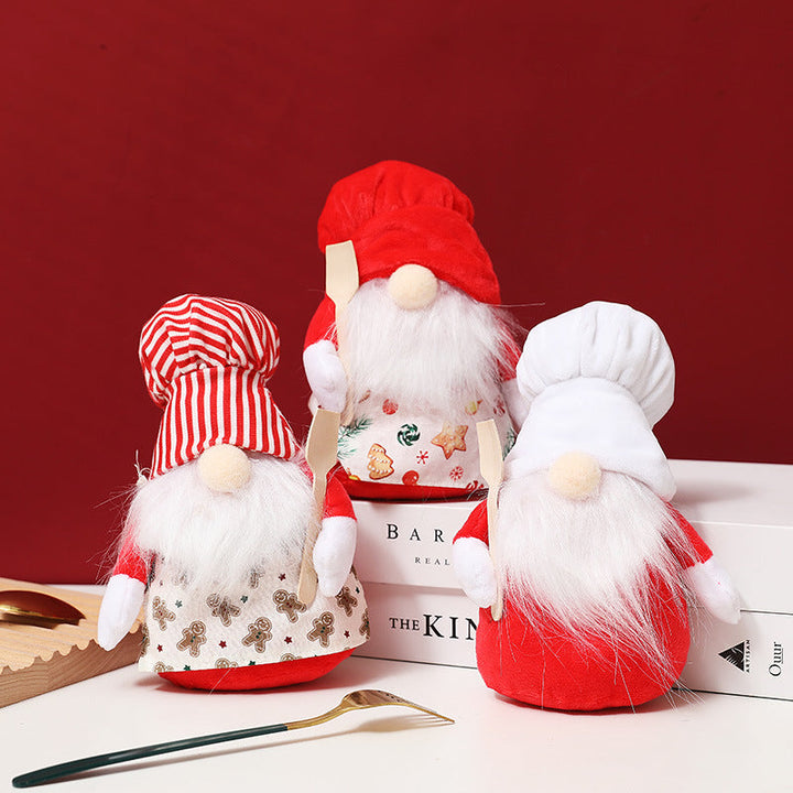 Christmas Chef Gnome Ornaments Set of 3 for Kitchen