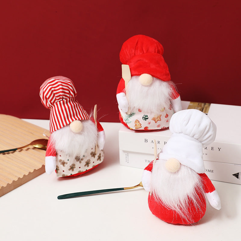Christmas Chef Gnome Ornaments Set of 3 for Kitchen