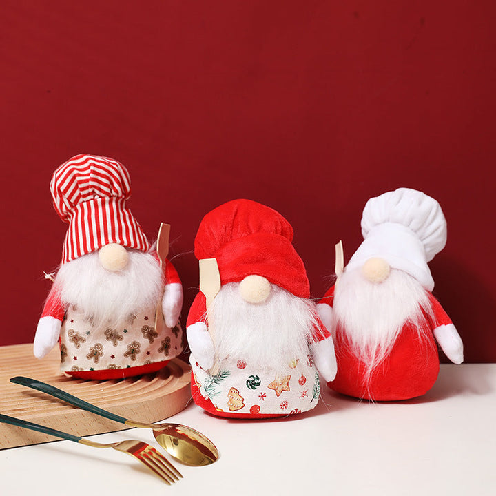 Christmas Chef Gnome Ornaments Set of 3 for Kitchen