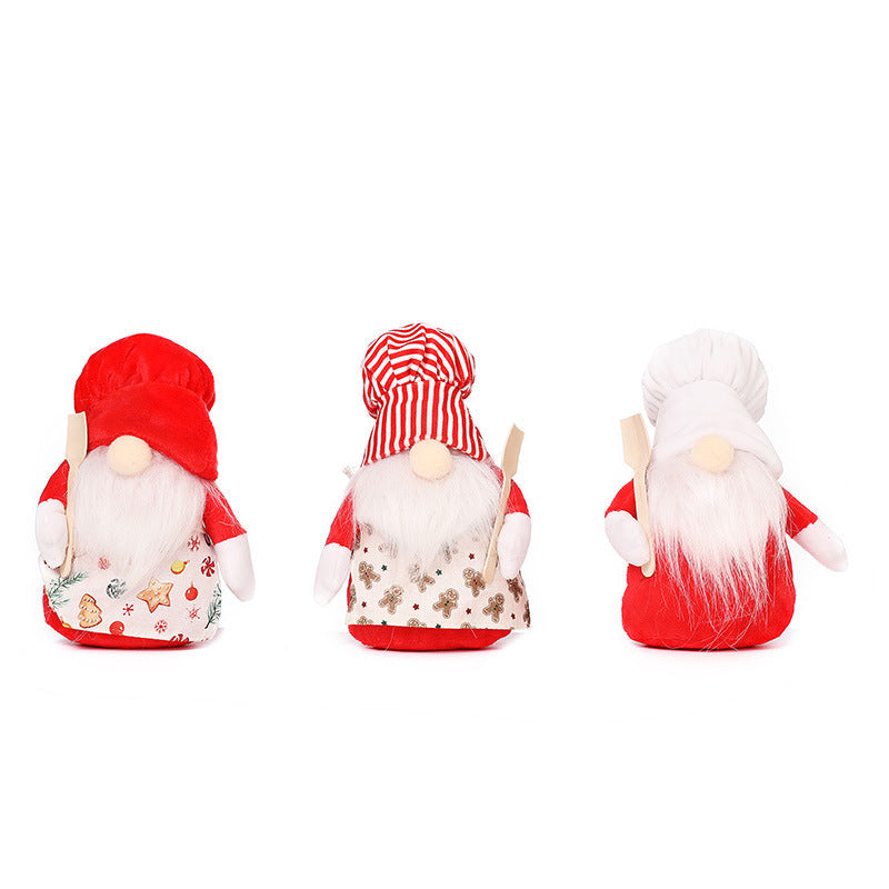 Christmas Chef Gnome Ornaments Set of 3 for Kitchen