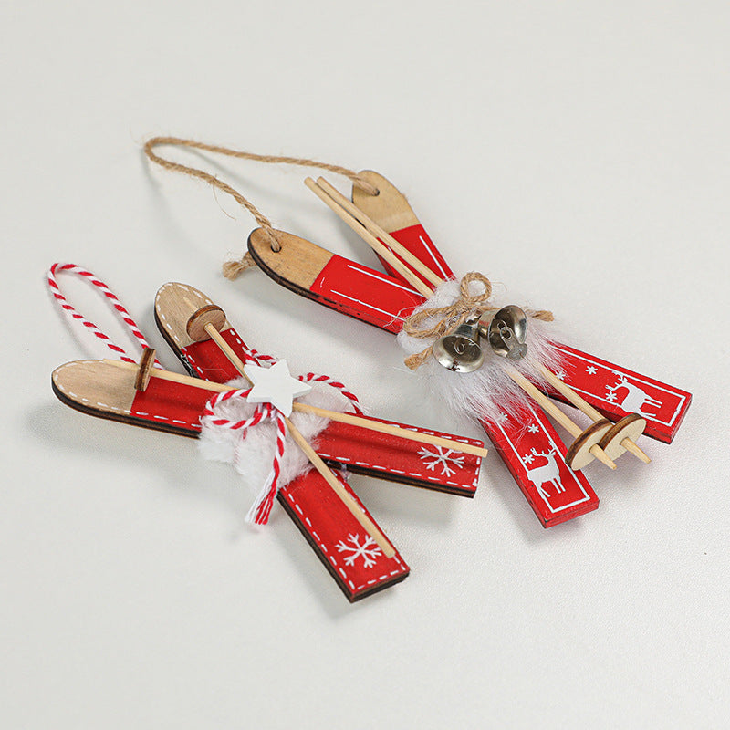 Nordic Wooden Christmas Tree Ornaments – Rustic Red