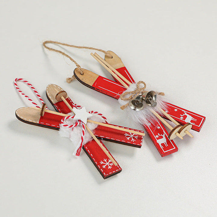 Nordic Wooden Christmas Tree Ornaments – Rustic Red