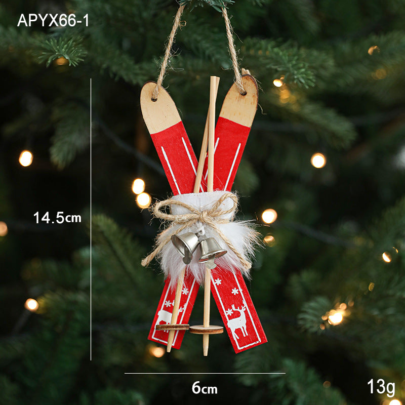 Nordic Wooden Christmas Tree Ornaments – Rustic Red