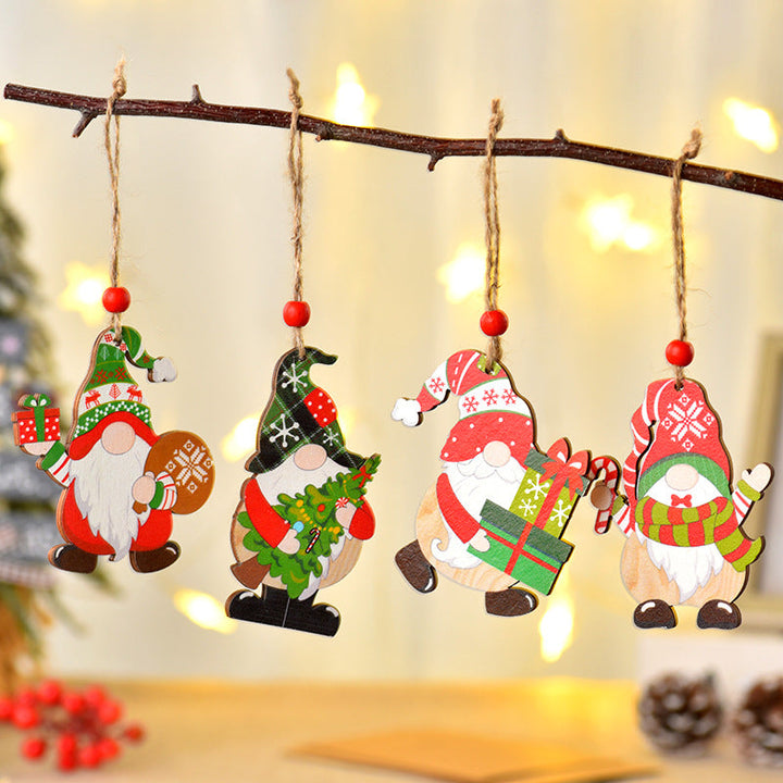 Painted Wooden Christmas Ornaments for Rustic Tree Decor