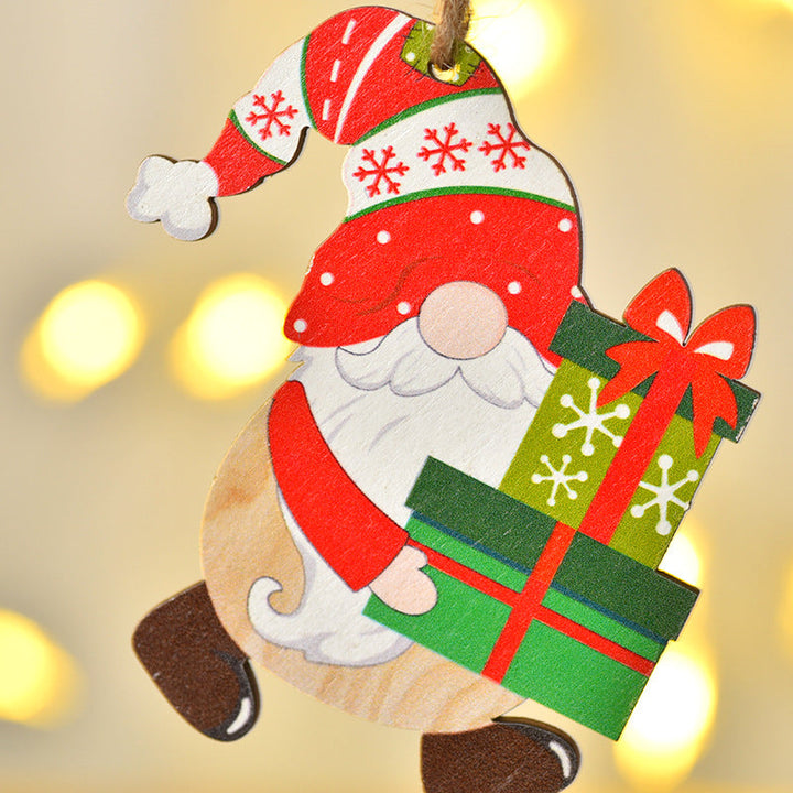 Painted Wooden Christmas Ornaments for Rustic Tree Decor