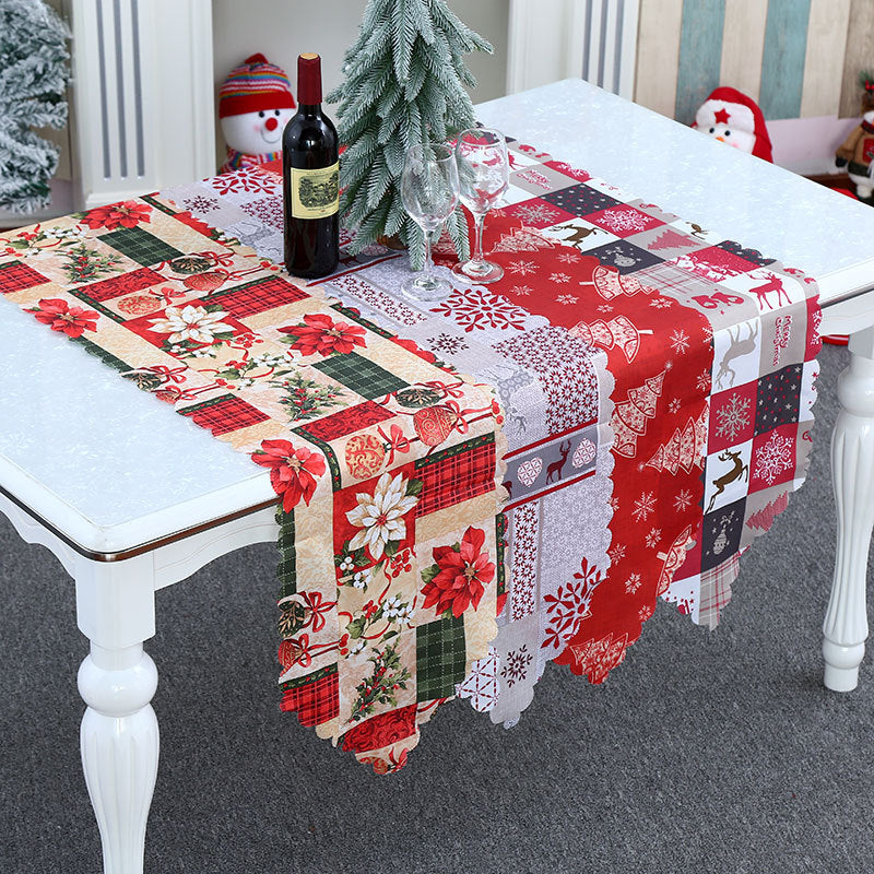 Christmas Fabric Tablecloth With Festive Patchwork Design