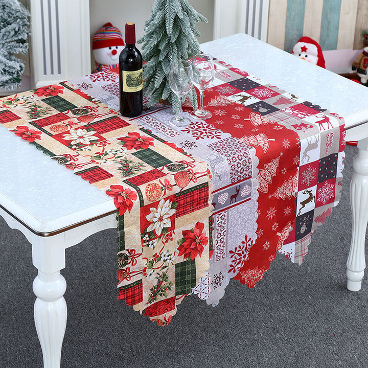 Christmas Fabric Tablecloth With Festive Patchwork Design