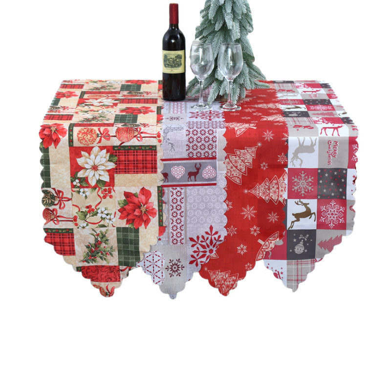 Christmas Fabric Tablecloth With Festive Patchwork Design
