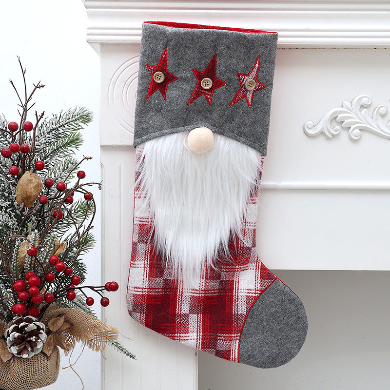 Christmas Gnome Stocking for Gifts and Mantel Decor