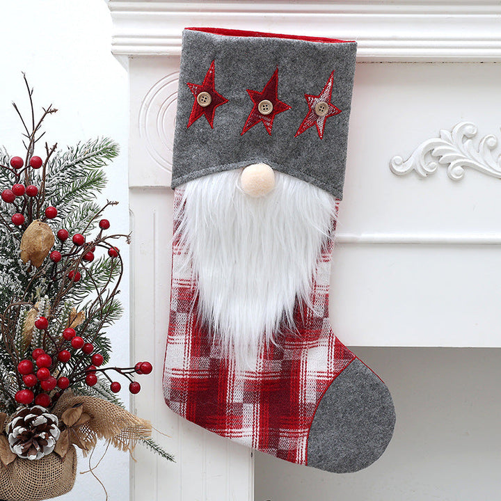 Christmas Gnome Stocking for Gifts and Mantel Decor