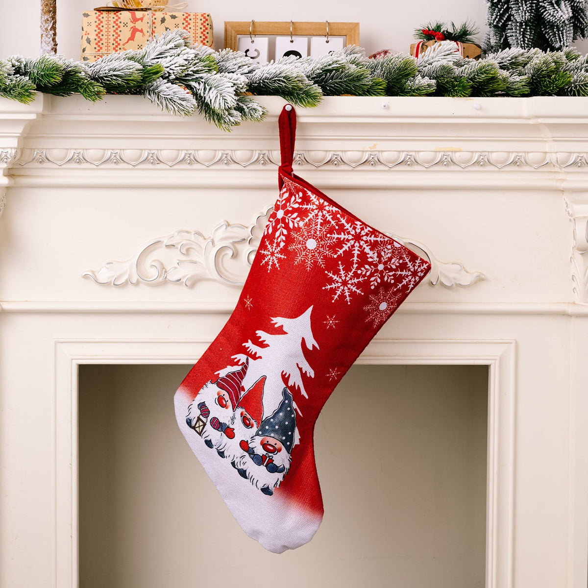 Christmas Stocking Set With Cheerful Gnome Designs