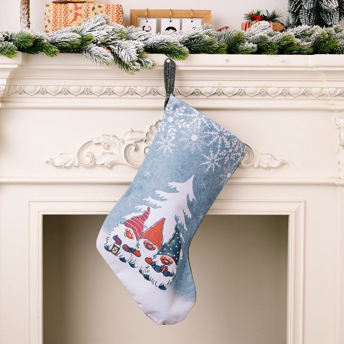 Christmas Stocking Set With Cheerful Gnome Designs