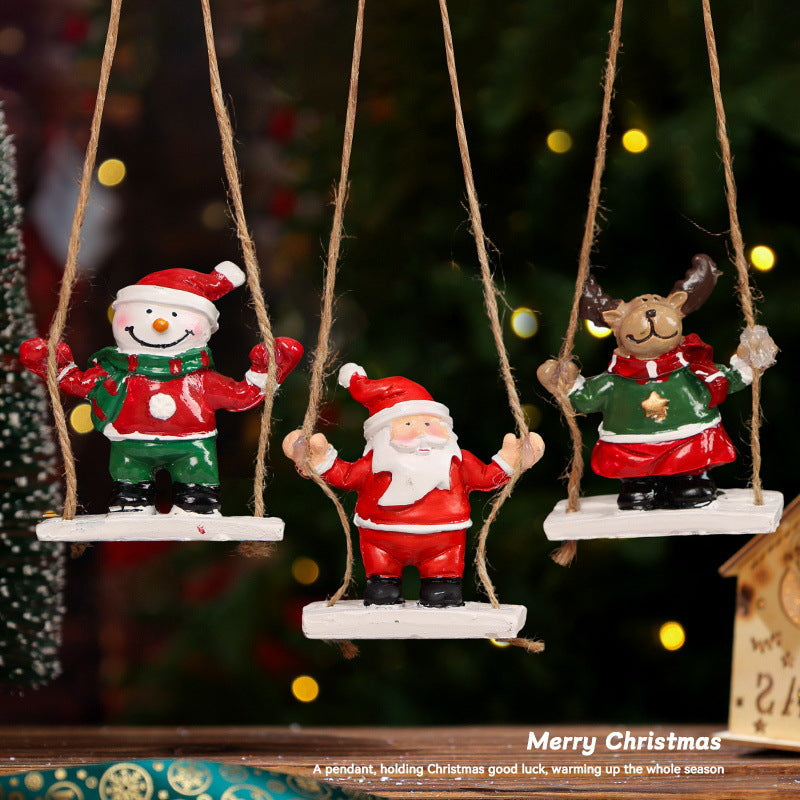 Christmas Swing Ornaments Santa Snowman Reindeer