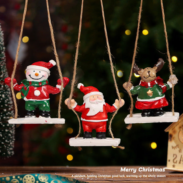 Christmas Swing Ornaments Santa Snowman Reindeer