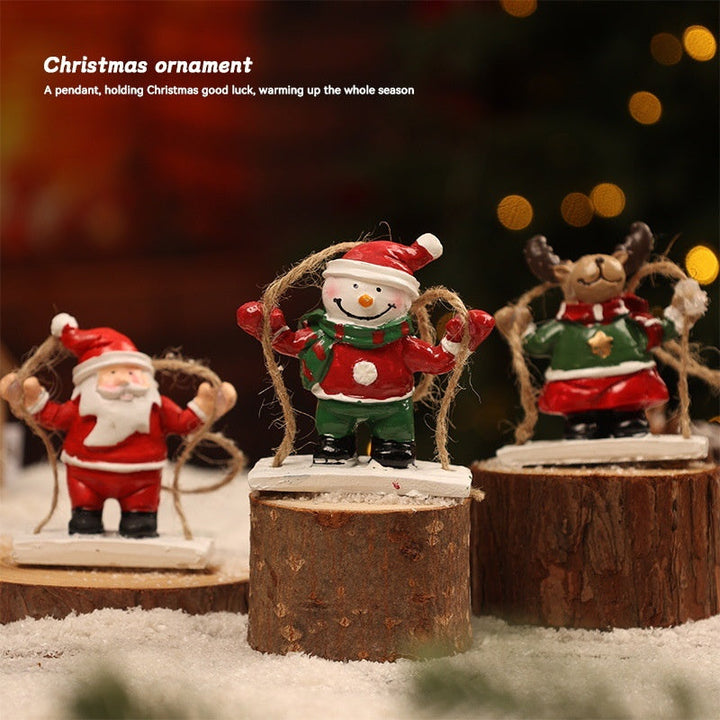 Christmas Swing Ornaments Santa Snowman Reindeer