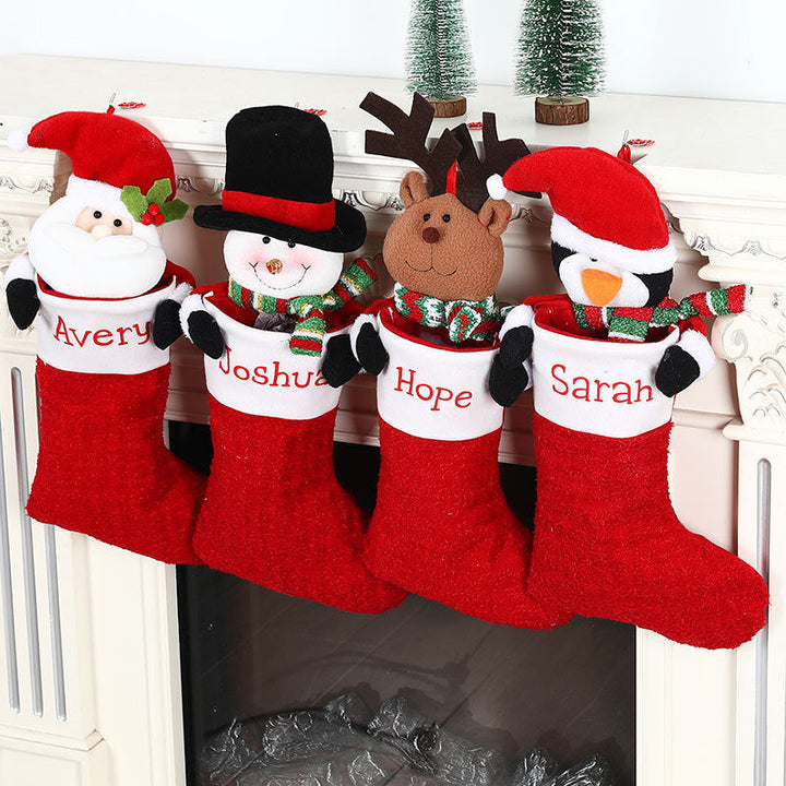 Personalized Christmas Stocking With Plush Character