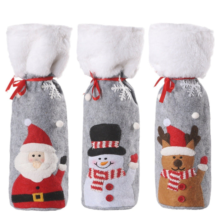 Christmas Wine Bottle Covers, 3 Holiday Characters