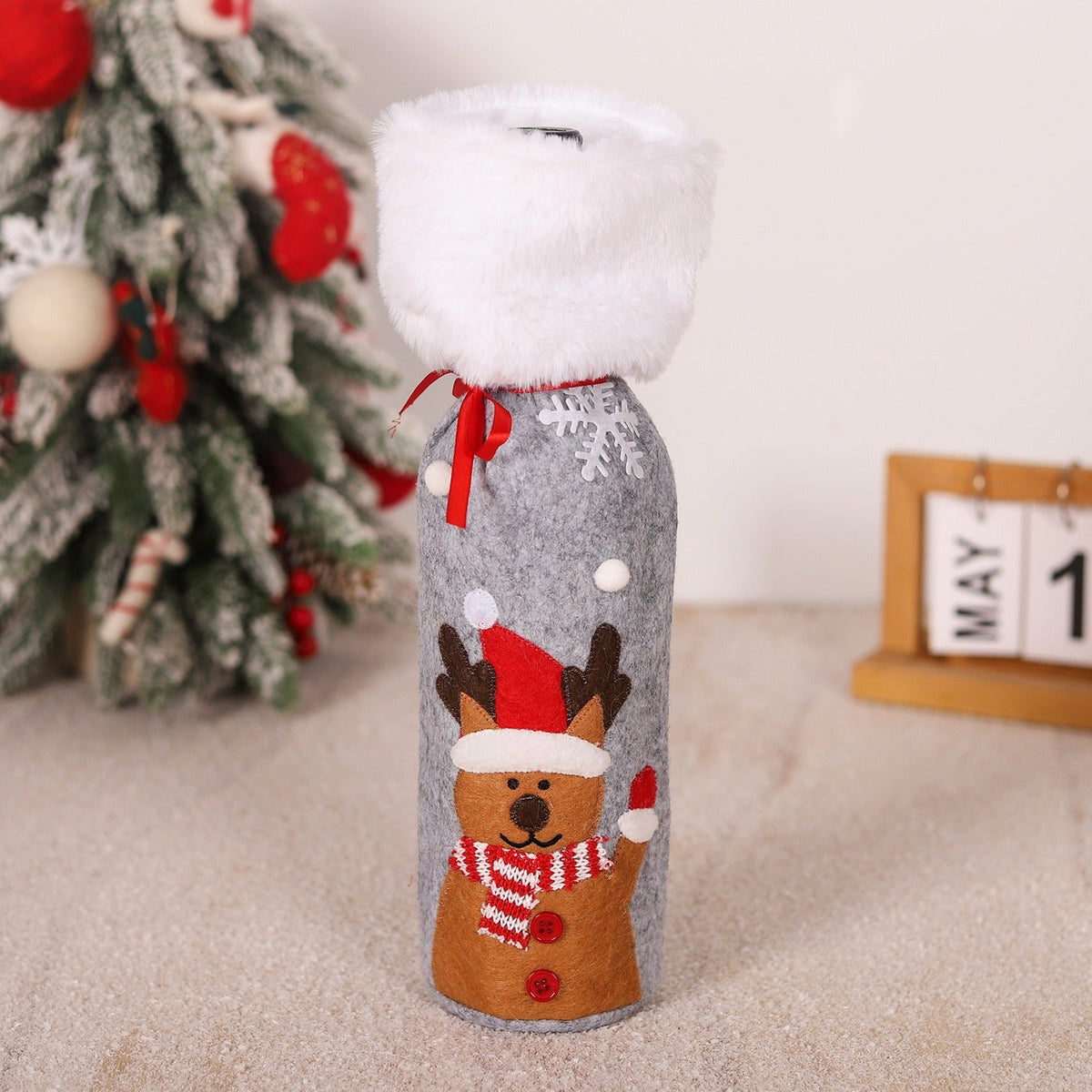 Christmas Wine Bottle Covers, 3 Holiday Characters