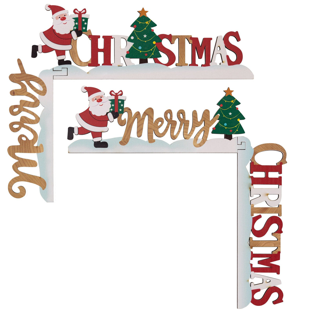 3D Wooden Christmas Corner Decor for Door Frames