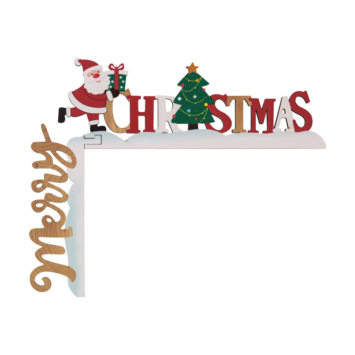 3D Wooden Christmas Corner Decor for Door Frames