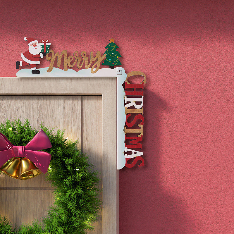 3D Wooden Christmas Corner Decor for Door Frames