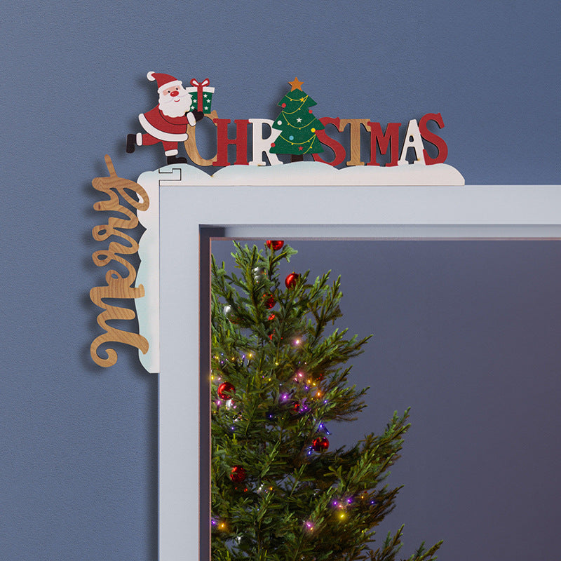 3D Wooden Christmas Corner Decor for Door Frames