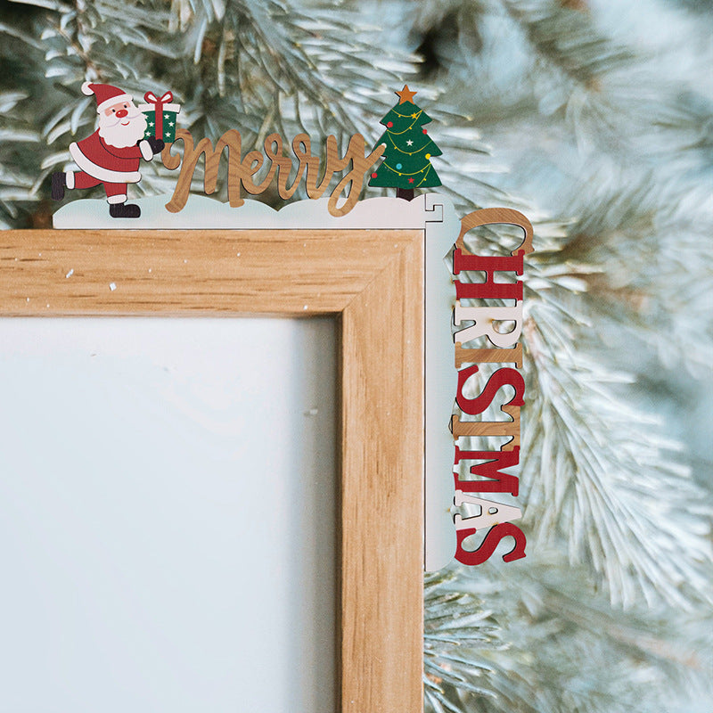 3D Wooden Christmas Corner Decor for Door Frames