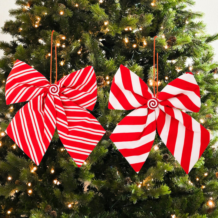 Christmas Tree Bows for Coordinated Candy-Cane Cheer