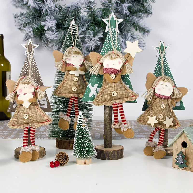 Wood Angel Christmas Ornament for Rustic Tree Charm