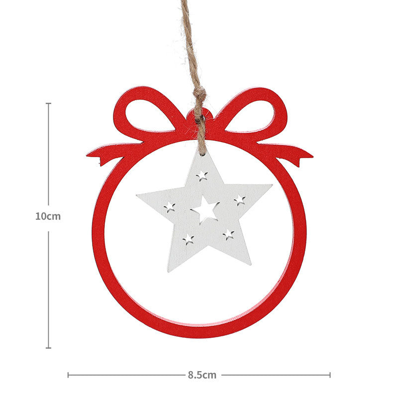 Wooden Christmas Ornaments Set of 6 Rustic Farmhouse