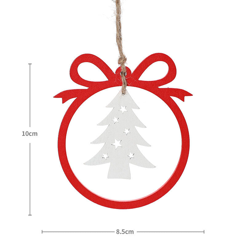Wooden Christmas Ornaments Set of 6 Rustic Farmhouse