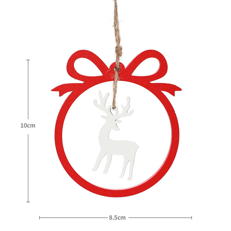 Wooden Christmas Ornaments Set of 6 Rustic Farmhouse