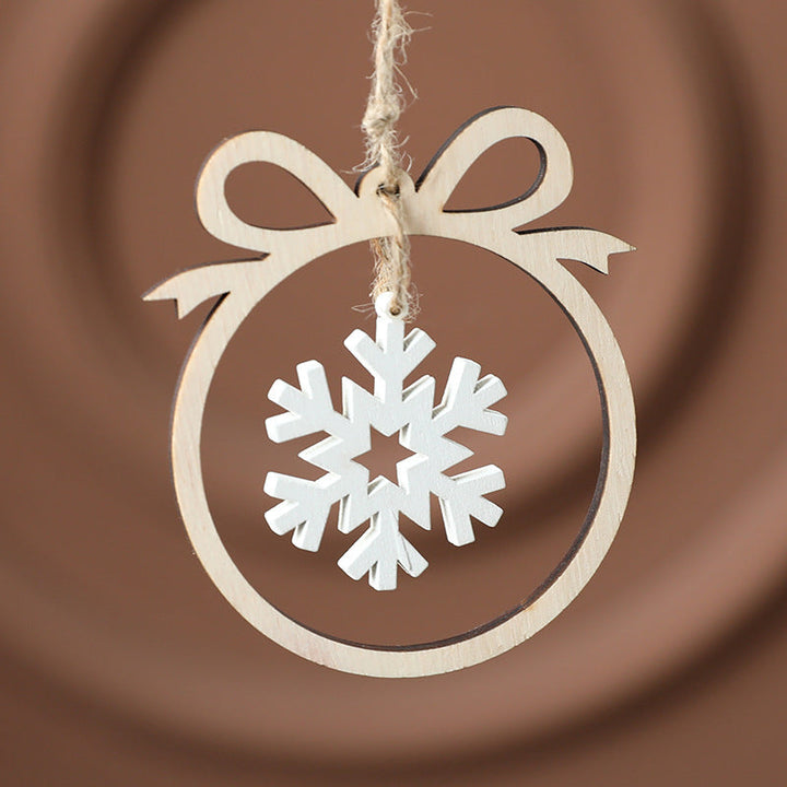 Wooden Christmas Ornaments Set of 6 Rustic Farmhouse