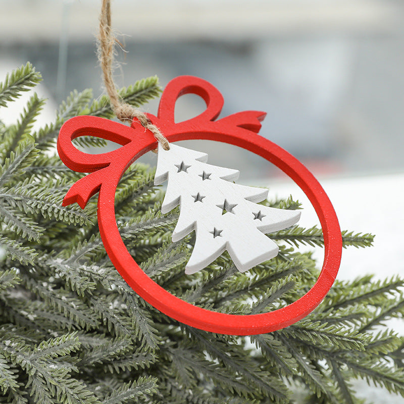 Wooden Christmas Ornaments Set of 6 Rustic Farmhouse