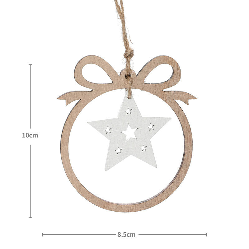 Wooden Christmas Ornaments Set of 6 Rustic Farmhouse