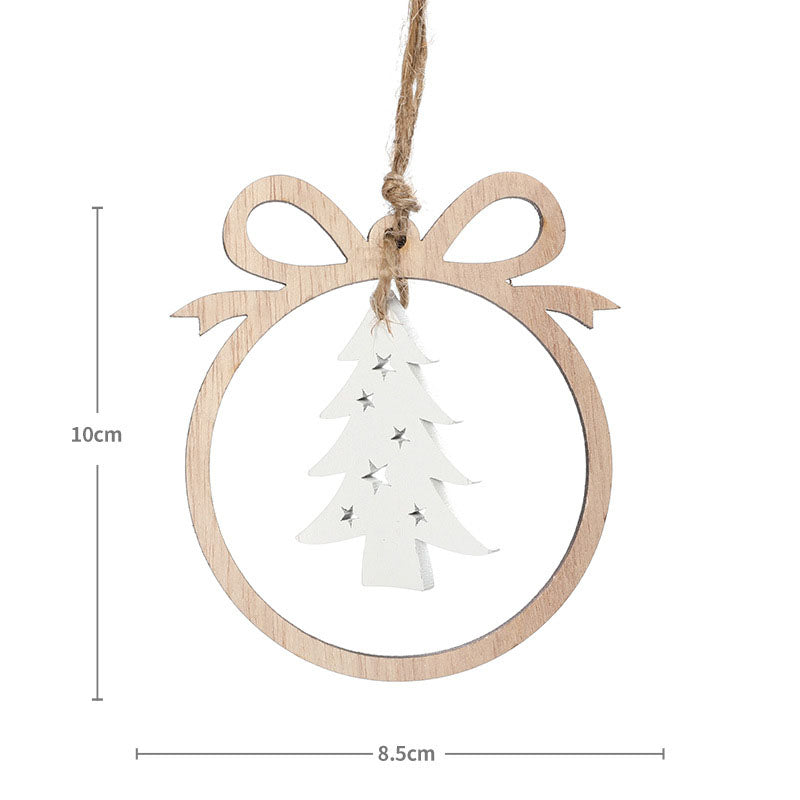 Wooden Christmas Ornaments Set of 6 Rustic Farmhouse