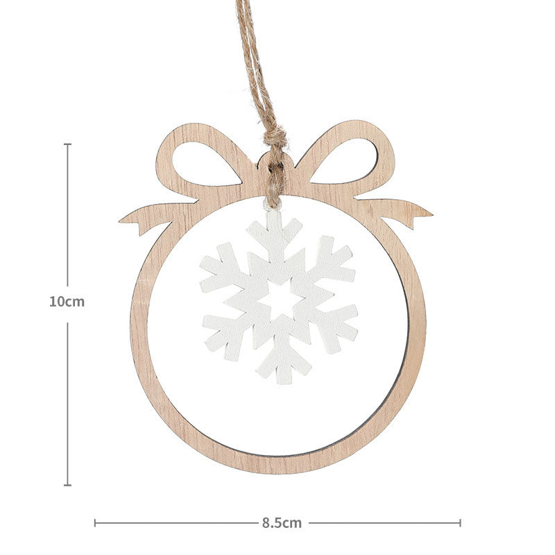 Wooden Christmas Ornaments Set of 6 Rustic Farmhouse