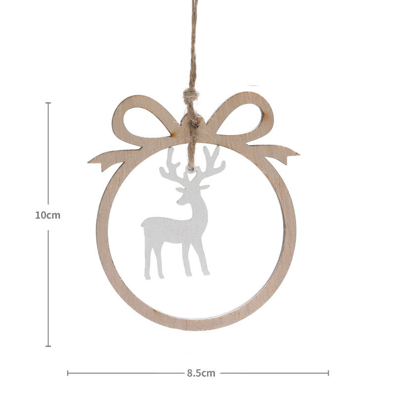 Wooden Christmas Ornaments Set of 6 Rustic Farmhouse