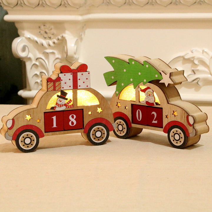 Wooden Christmas Perpetual Calendar With Warm Lights