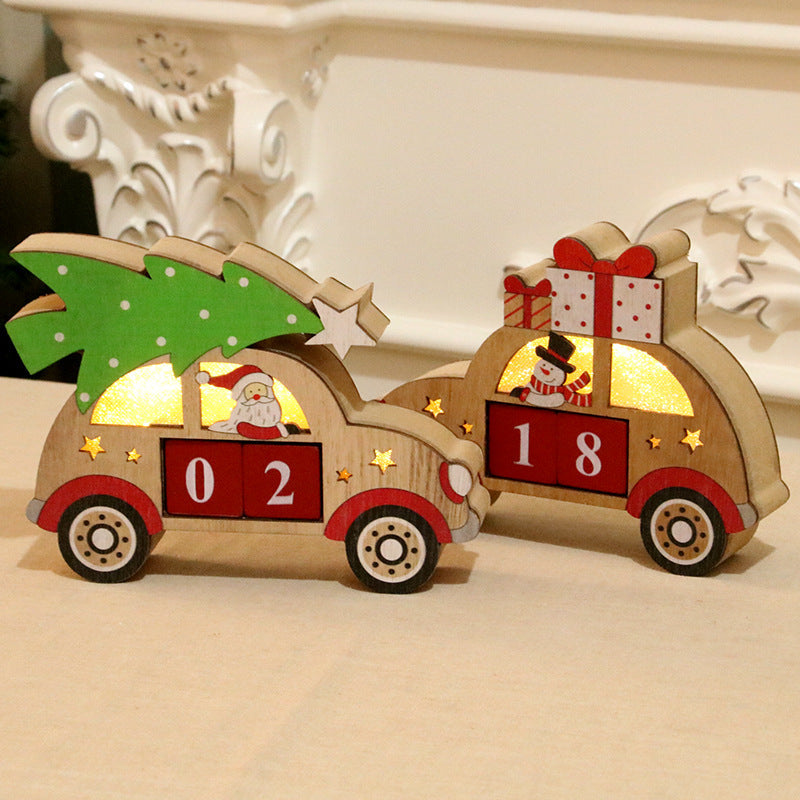 Wooden Christmas Perpetual Calendar With Warm Lights