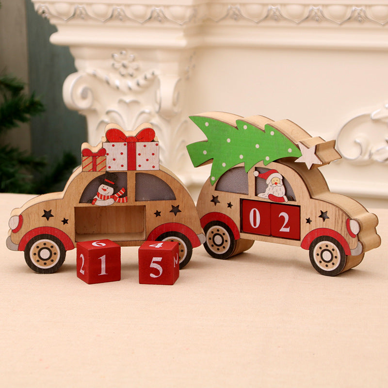 Wooden Christmas Perpetual Calendar With Warm Lights