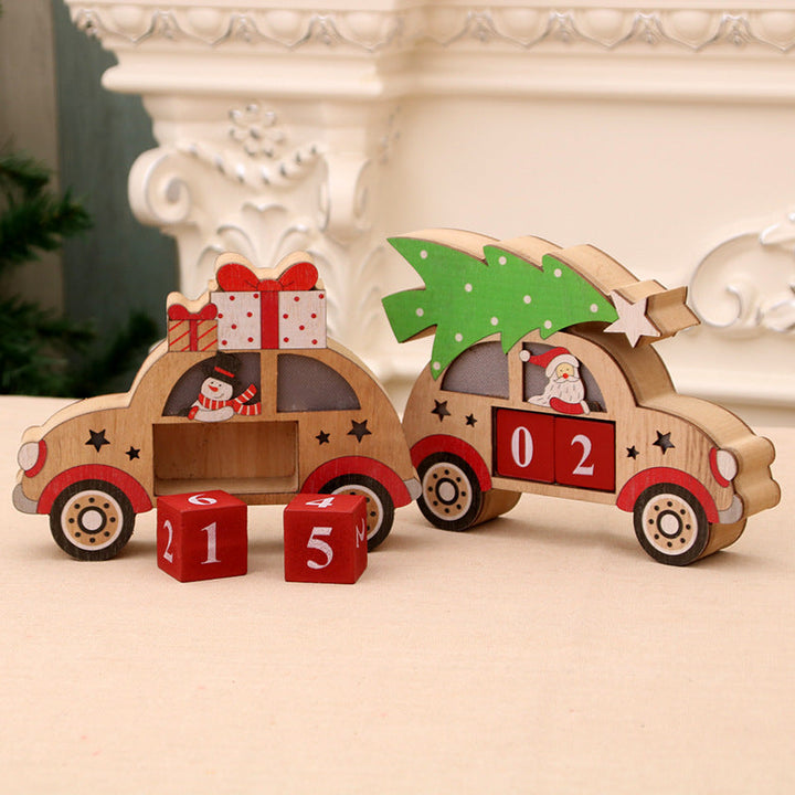 Wooden Christmas Perpetual Calendar With Warm Lights
