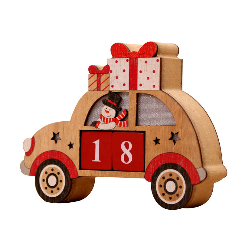 Wooden Christmas Perpetual Calendar With Warm Lights