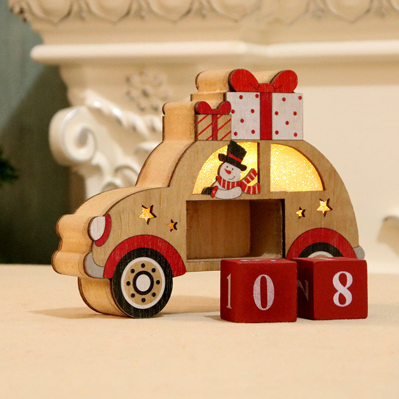 Wooden Christmas Perpetual Calendar With Warm Lights